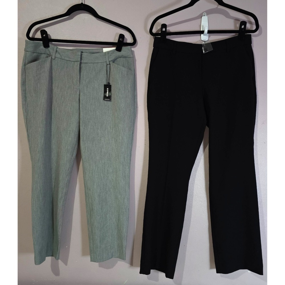 New Lot of 4 Express Sz 12 R Low Rise Editor Dress Pants 3 Black 1 Grey Capsule - Picture 5 of 9